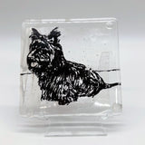 FDR Fala Roosevelt Dog Fused Glass 4" Single Coaster
