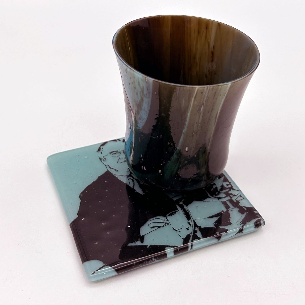 Franklin Delano Roosevelt FDR (Fireside Chat) Fused Glass 4" Single Coaster