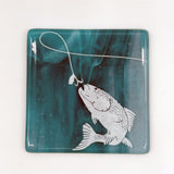 Gone Fishing Fused Glass 4" Single Coaster