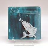 Gone Fishing Fused Glass 4" Single Coaster