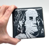 Benjamin Franklin Handmade 4" Handmade Fused Glass Coaster