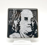 Benjamin Franklin Handmade 4" Handmade Fused Glass Coaster