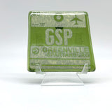 South Carolina GSP Vintage Luggage Tag Fused Glass 4" Coaster
