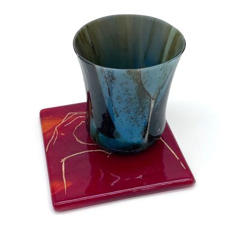 Heart Hands Fused Glass 4" Single Coaster