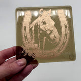Horse Girl Handmade 4" Single Fused Glass Coaster