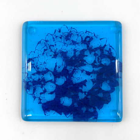 Hydrangea Handmade 4" Handmade Fused Glass Coaster