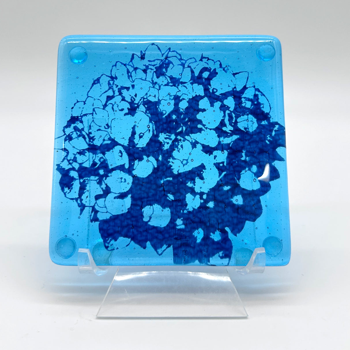 Hydrangea Handmade 4" Handmade Fused Glass Coaster