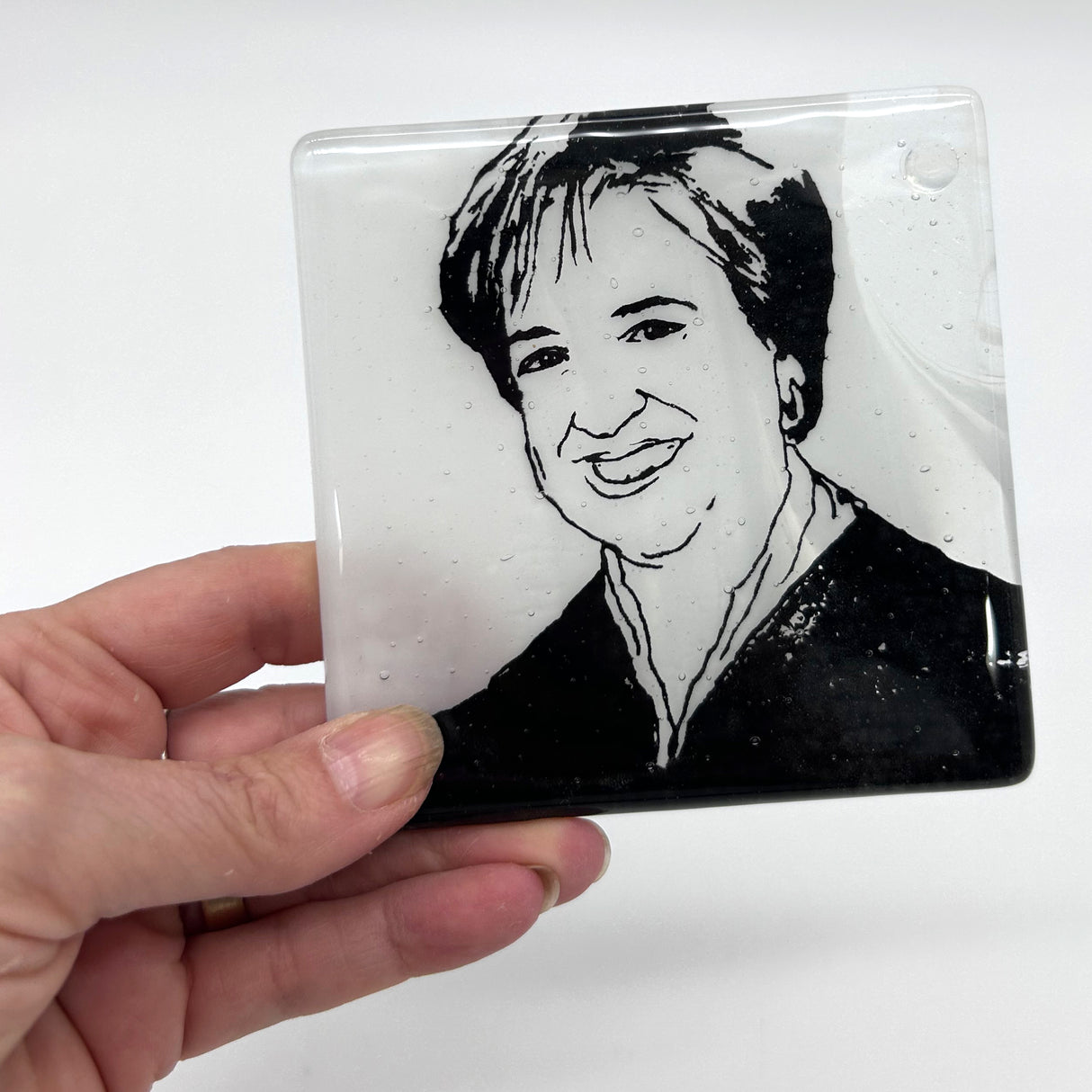 Supreme Court Justice Elena Kagan Handmade 4" Handmade Fused Glass Coaster