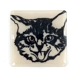 Kitty Fused Glass 4" Single Coaster