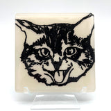 Kitty Fused Glass 4" Single Coaster
