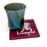Krampus 4" Handmade Fused Glass Bar Coaster