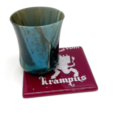 Krampus 4" Handmade Fused Glass Bar Coaster