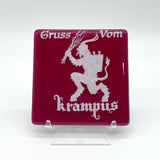 Krampus 4" Handmade Fused Glass Bar Coaster