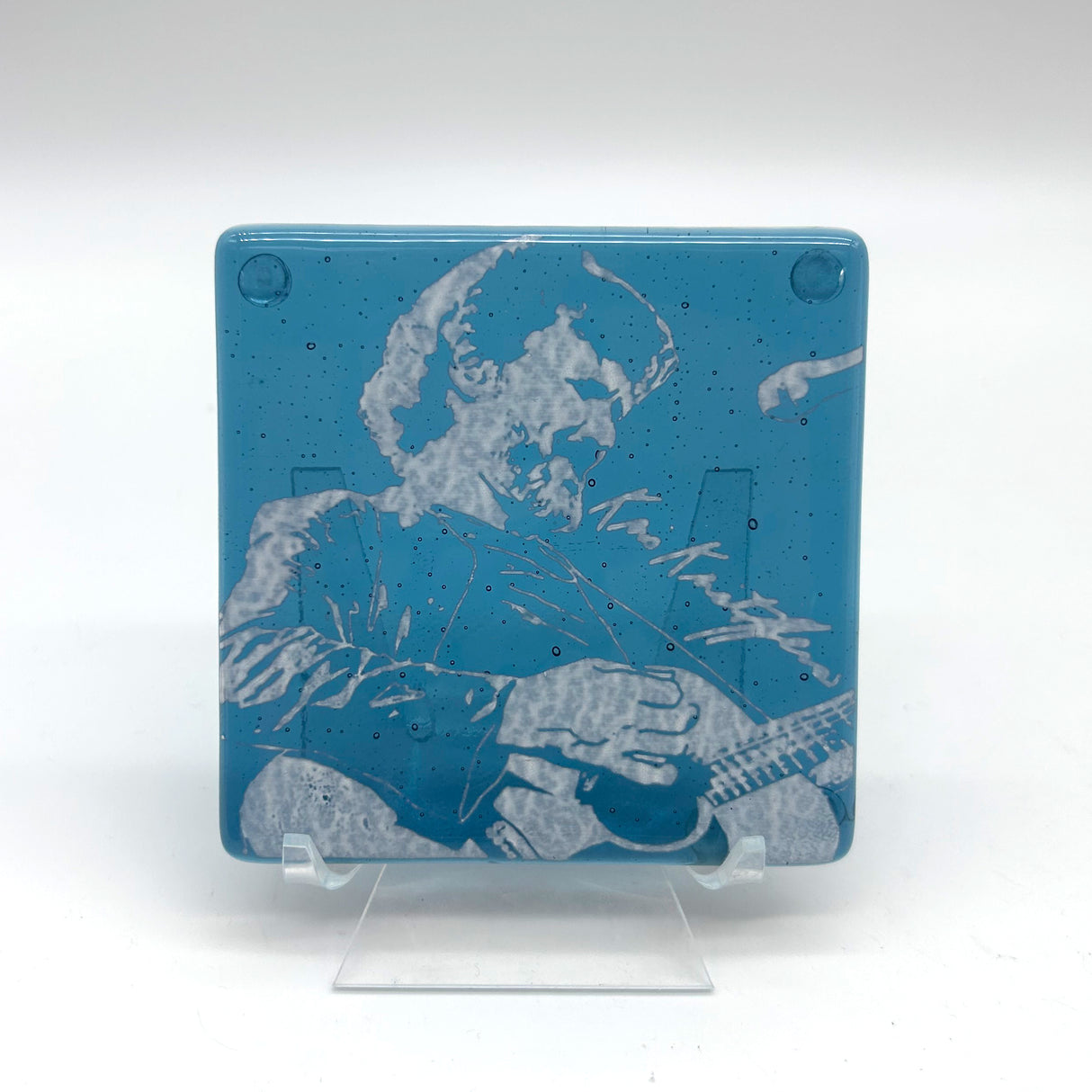 Kris Kristofferson Handmade 4" Handmade Fused Glass Coaster