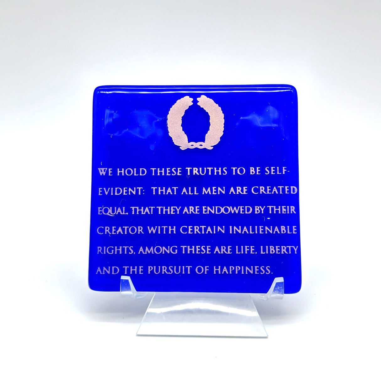 Life, Liberty Handmade 4" Handmade Fused Glass Coaster