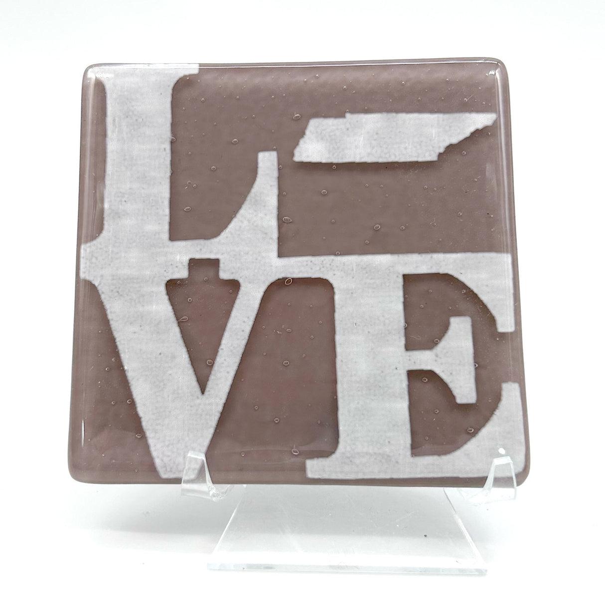 LOVE Tennessee State Fused Glass 4" Single Coaster