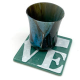 LOVE Washington State Fused Glass 4" Single Coaster