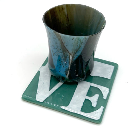 LOVE Washington State Fused Glass 4" Single Coaster