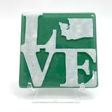 LOVE Washington State Fused Glass 4" Single Coaster