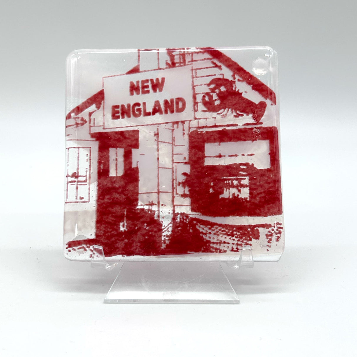 New England Lobster Shack Fused Glass 4" Single Coaster