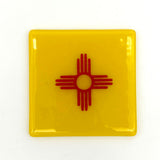 New Mexico Flag Fused Glass 4" Single Coaster - made to order