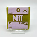 Tokyo Japan NRT Vintage Luggage Tag Fused Glass 4" Single Coaster