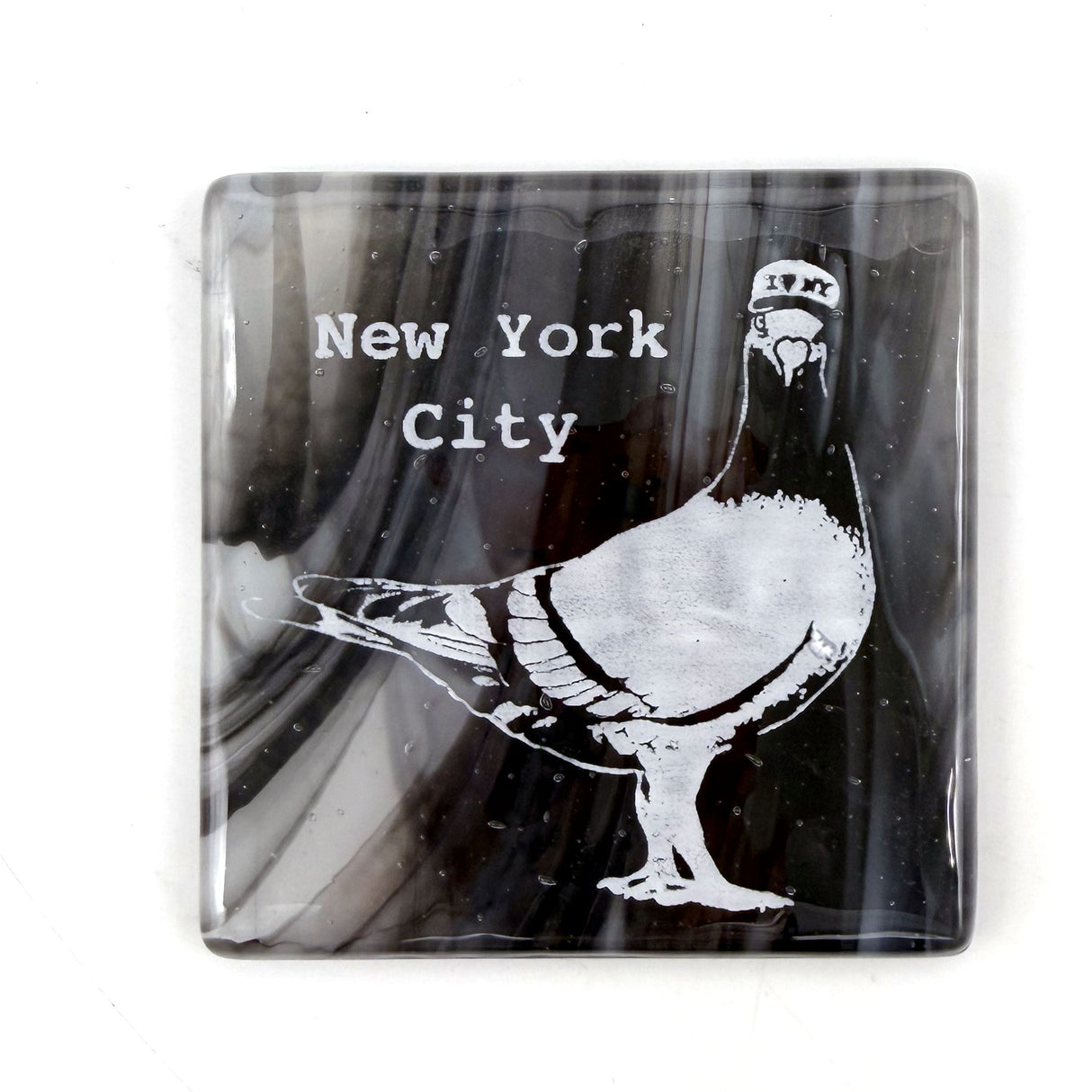 New York City Pigeon Fused Glass 4" Single Coaster