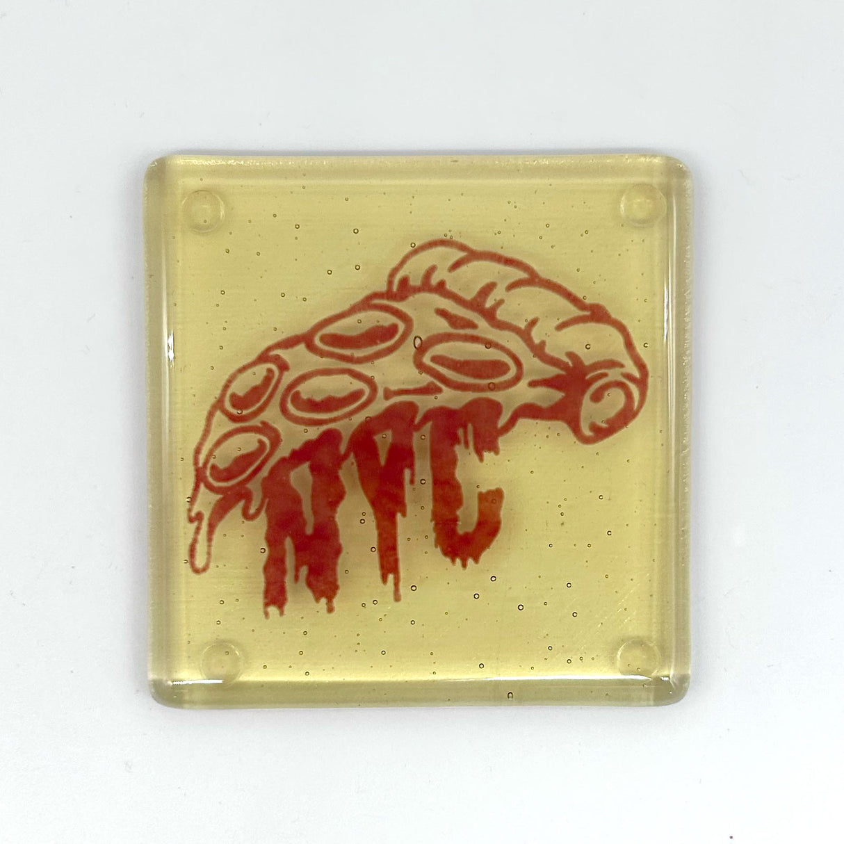 New York City Slice Fused Glass 4" Single Coaster