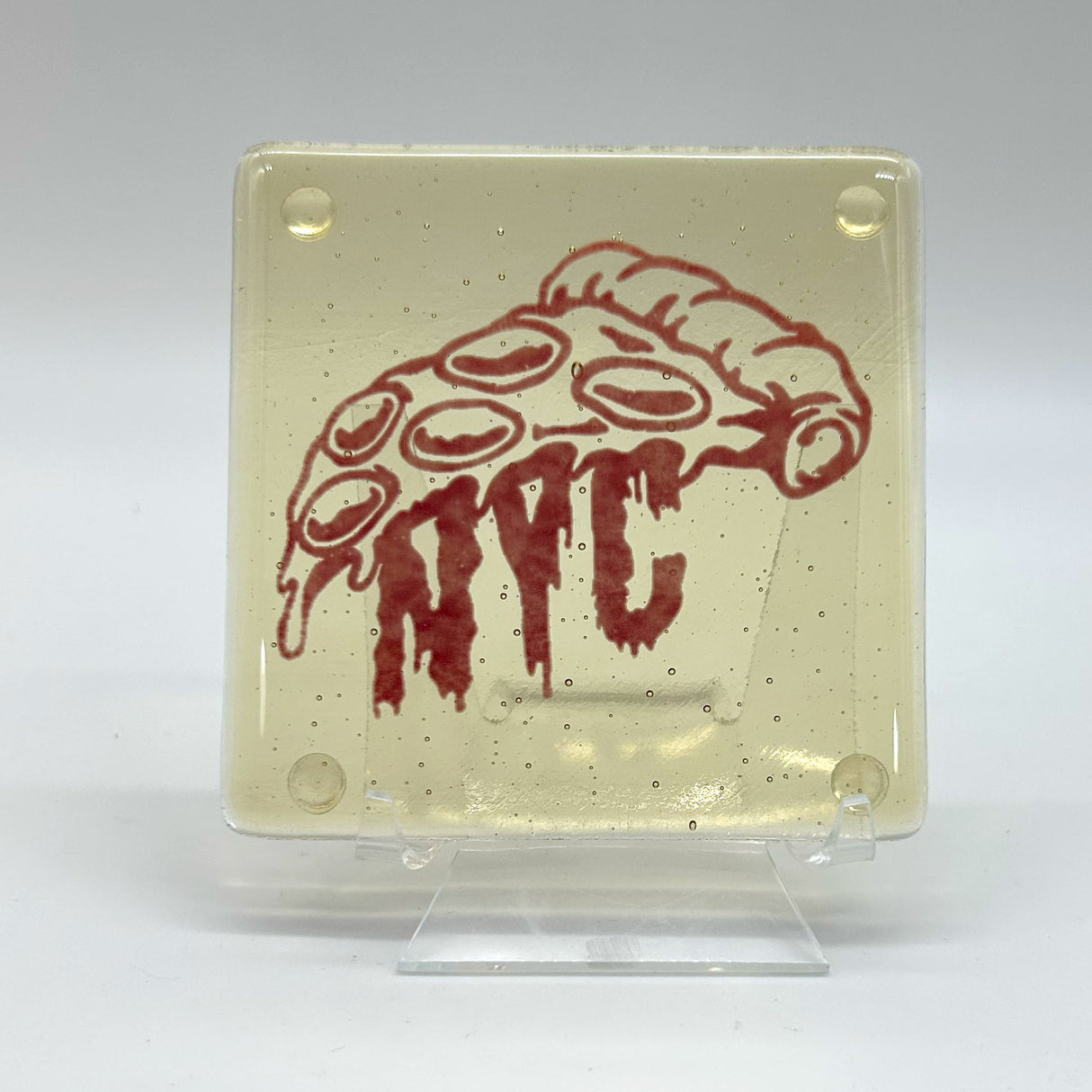 New York City Slice Fused Glass 4" Single Coaster