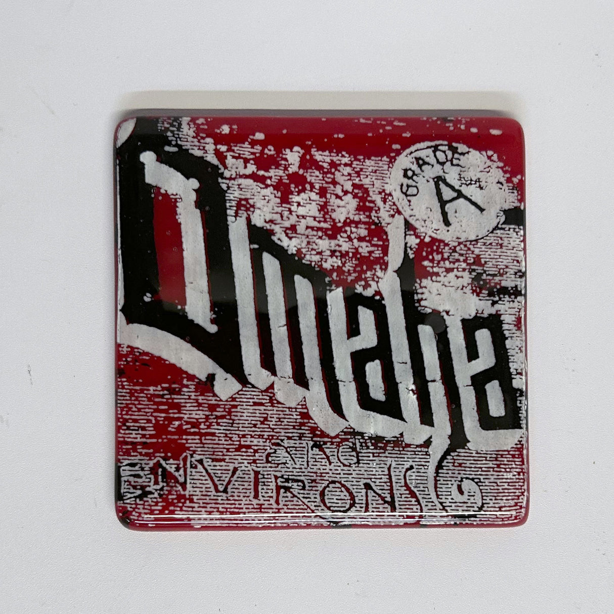 Omaha Brick Wall  Fused Glass 4" Single Coaster - made to order