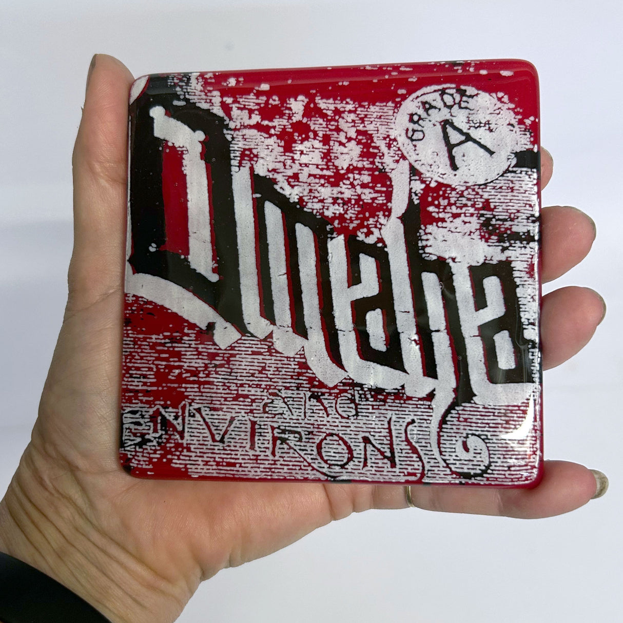 Omaha Brick Wall  Fused Glass 4" Single Coaster - made to order