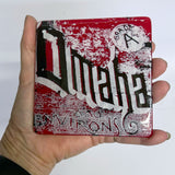 Omaha Brick Wall  Fused Glass 4" Single Coaster - made to order