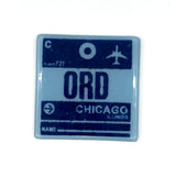 Chicago ORD Vintage Luggage Tag Fused Glass 4" Single Coaster
