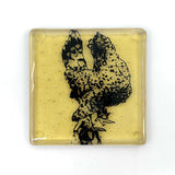 Bantam Chicken (Pearl) Handmade 4" Handmade Fused Glass Coaster