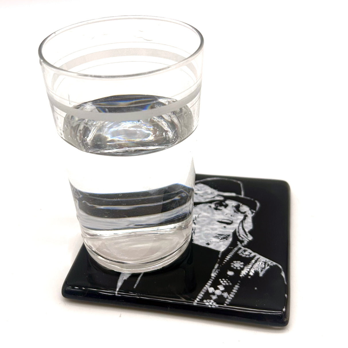 Tom Petty Tophat Handmade 4" Handmade Fused Glass Coaster