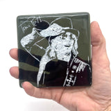 Tom Petty Tophat Handmade 4" Handmade Fused Glass Coaster