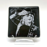 Tom Petty Tophat Handmade 4" Handmade Fused Glass Coaster