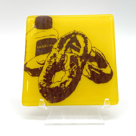 Philadelphia Pretzel Fused Glass 4" Single Coaster