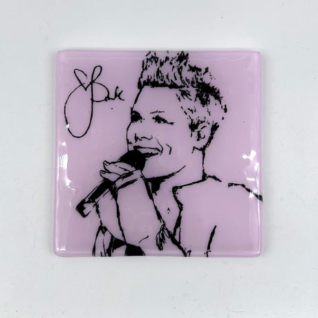 Pink  Fused Glass 4" Single Coaster