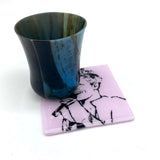 Pink  Fused Glass 4" Single Coaster