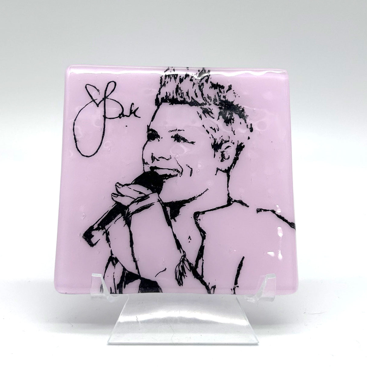 Pink  Fused Glass 4" Single Coaster
