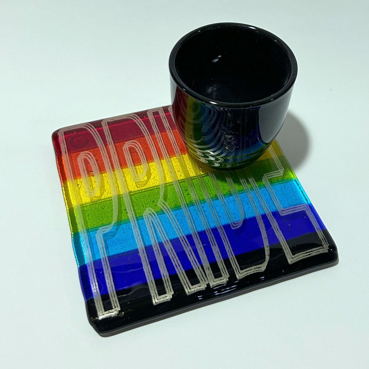 PRIDE Fused Glass Coaster - Rainbow or Transgender Pride Flag