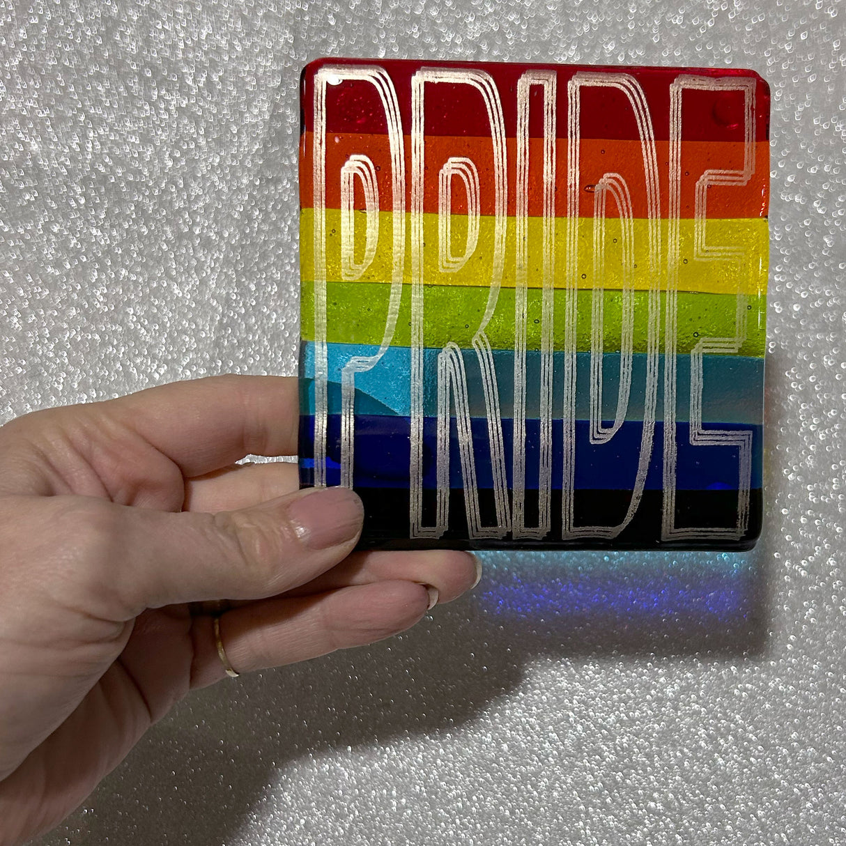 PRIDE Fused Glass Coaster - Rainbow or Transgender Pride Flag