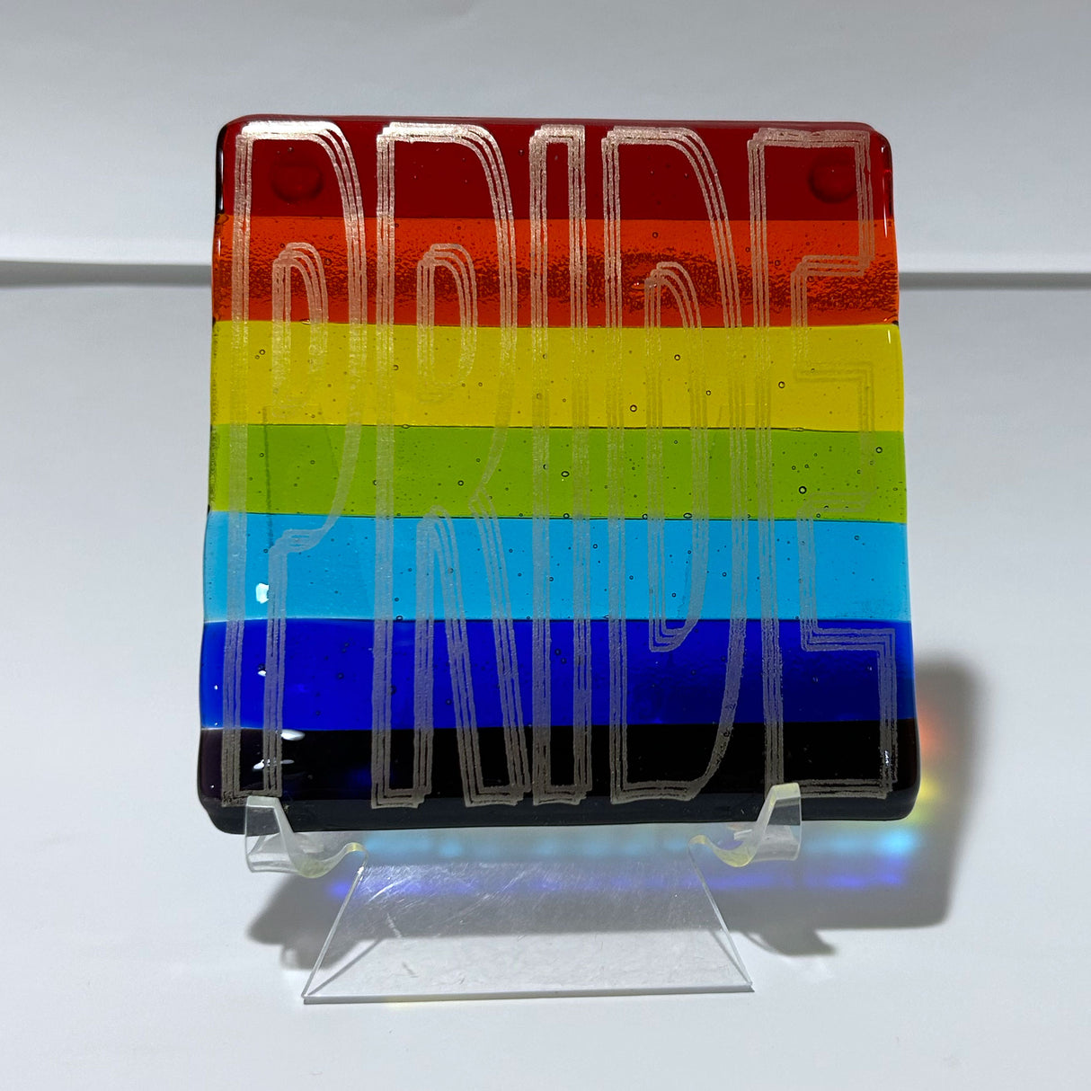 PRIDE Fused Glass Coaster - Rainbow or Transgender Pride Flag