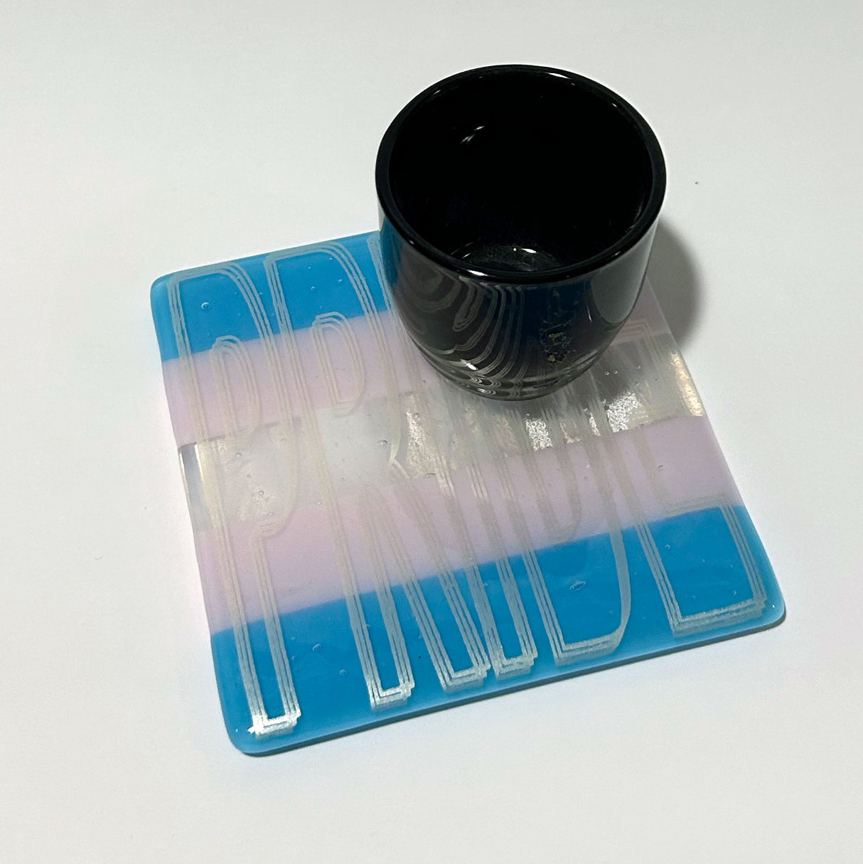 PRIDE Fused Glass Coaster - Rainbow or Transgender Pride Flag
