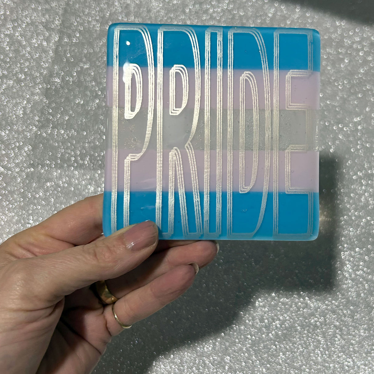 PRIDE Fused Glass Coaster - Rainbow or Transgender Pride Flag