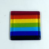 Rainbow Stripes Fused Glass 4" Single Coaster