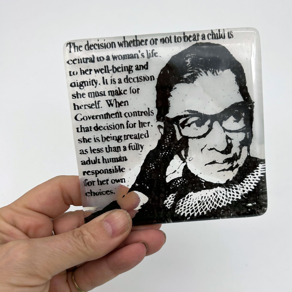 Ruth Bader Ginsburg RBG Women Quote Fused Glass 4" Single Coaster