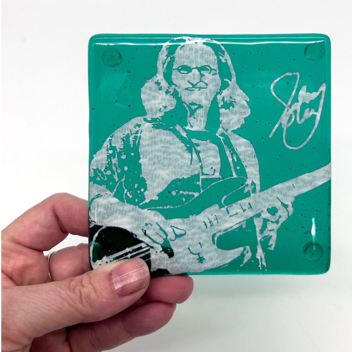 Geddy Lee Handmade 4" Fused Glass Single Coaster