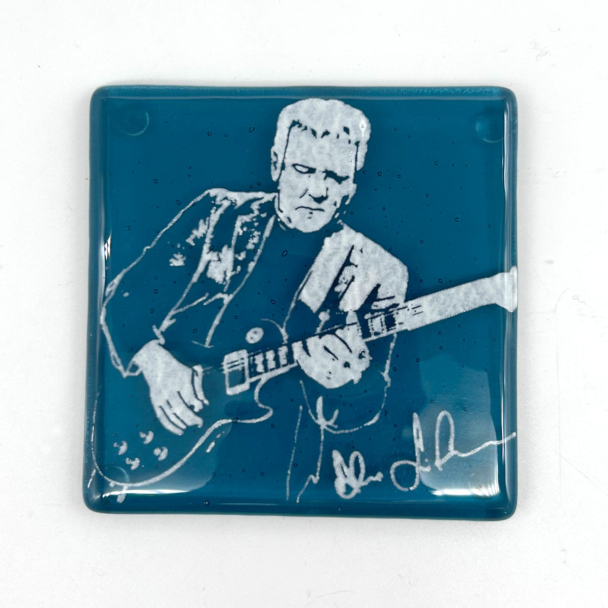 Alex Lifeson Handmade 4" Fused Glass Single Coaster